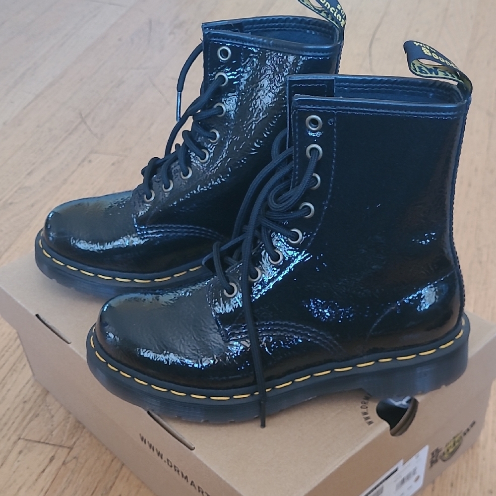 Dr Martens Black Distressed Leather Boots